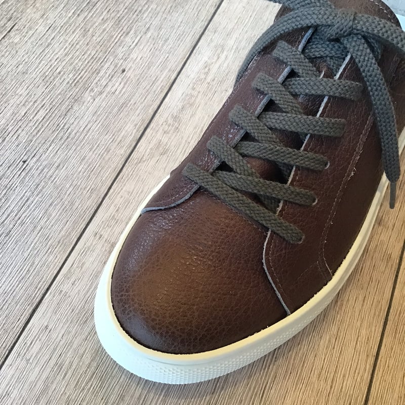 牛革レースアップスニーカー 濃茶 | shoes-klimt