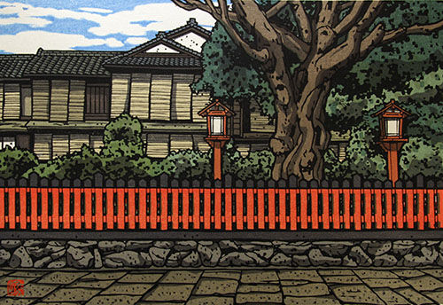 [真作]創作版画　西嶋勝之先生木版画「ゆく春」サインあり　無限定　☆送料無料☆ 西嶋勝之[新橋通 `19] | Yoseido Gallery 's STORE