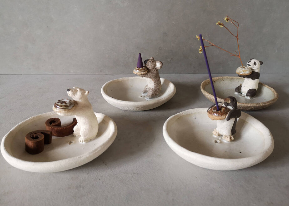 陶房たゆ お香立て シロクマ | craft works HACHINOSU yufuin