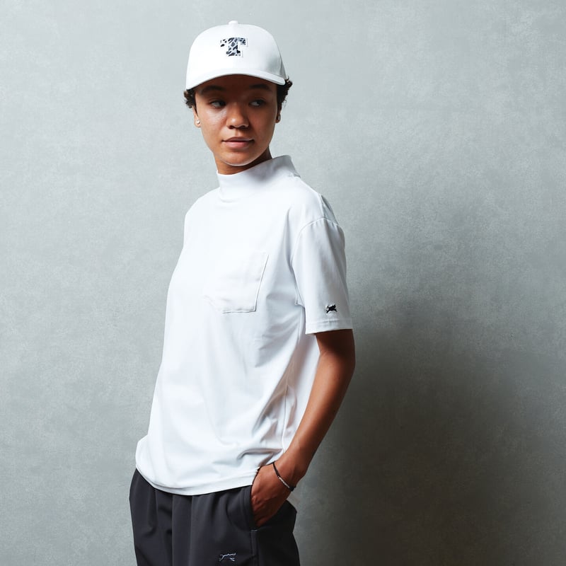 8gshoot モックネックTシャツ 新品 8GSHOOT ロゴプリント モックネック ゴルフ ウェア