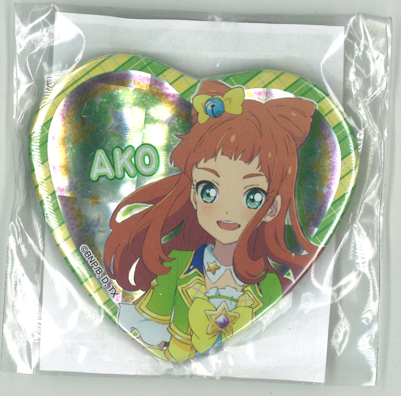 アイカツスターズ!グリッターガラポン ハート型 缶バッジ 早乙女あこ