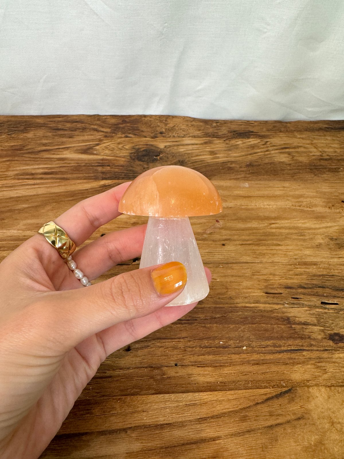 Peach Selenite Mashroom 【Topanga Rocks】 | Karin