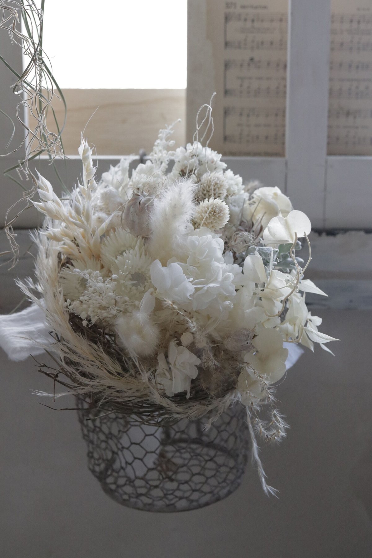 nest white bouquet* 2way 鳥の巣風ブーケ ハンギングにも | ch