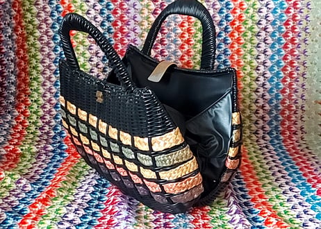 ビニールとラタンのVintageBAG