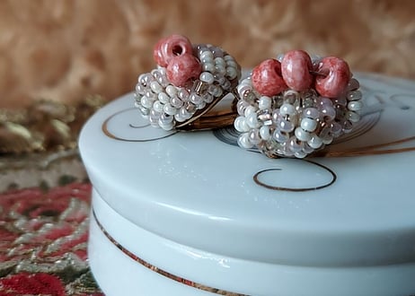 1960´s✩.*˚ビーズクラスターVintageイヤリング