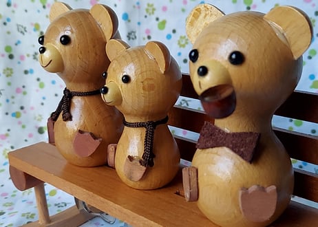 ベンチに座ったくまの親子🧸卓上セット
