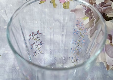 佐々木硝子❇花形フォルムの華奢プリントグラス