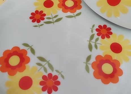お花ポップな陶器のプレート
