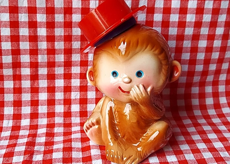 にっこり笑顔のお猿🐒貯金箱 | あんちーくKIDAN STORE