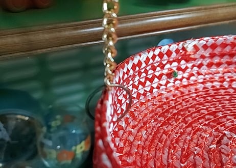 造花付き🌹3段吊り下げ編みかご