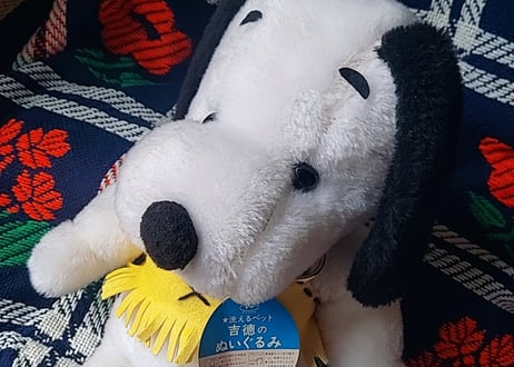 吉徳・スヌーピーに似た犬のぬいぐるみ