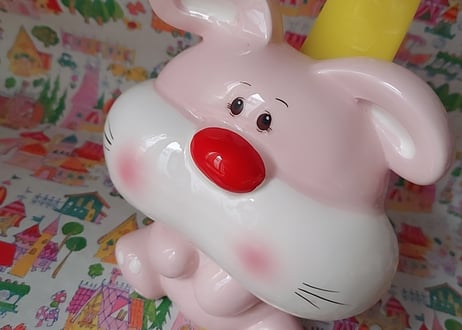 Fancy🩷ᩚうさぎの陶器、靴べら入れ ピンク