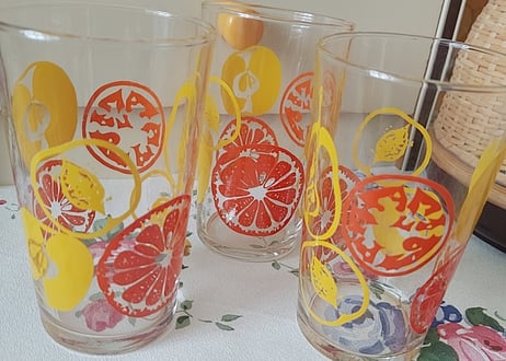 花柄　グラス M-3067-2BP 花籠文様 ミニオールド ペア ブルー・ピンク – 硝子