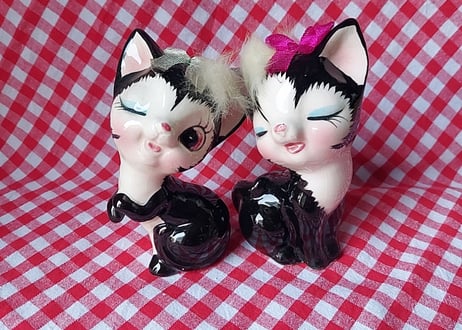 毛付きネコのペア陶器🐈‍⬛