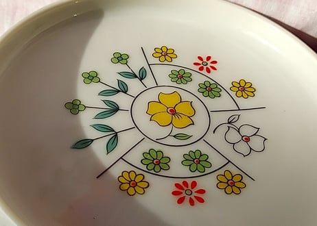 ポップな花柄🌼*･丸型トレイ