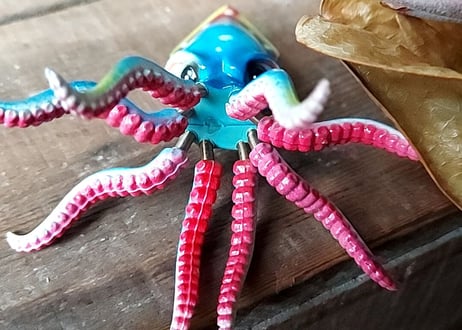 プラスティック玩具🦑くっつき烏賊  ブルー