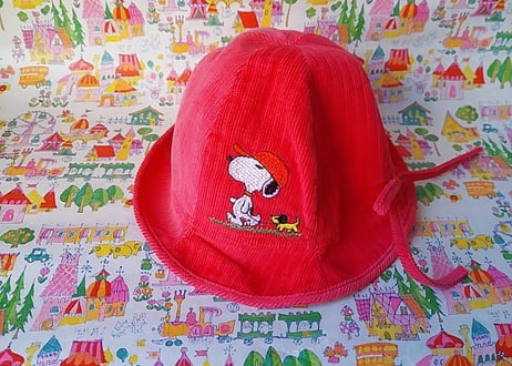 スヌーピーのコーデュロイ生地👒子供帽子 ピンク