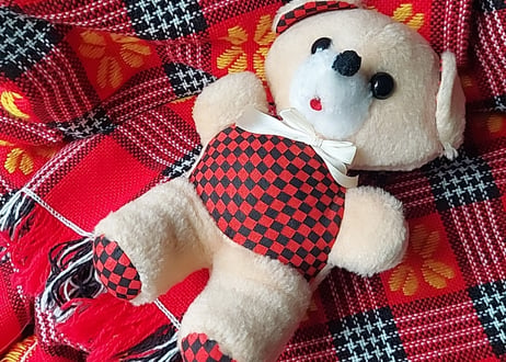 チェッカーフラッグ柄のくま🧸ぬいぐるみ