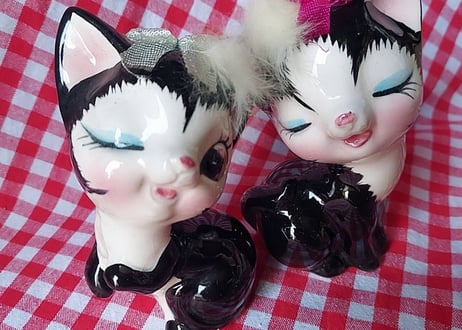 毛付きネコのペア陶器🐈‍⬛