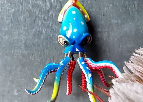 プラスティック玩具🦑くっつき烏賊  ブルー