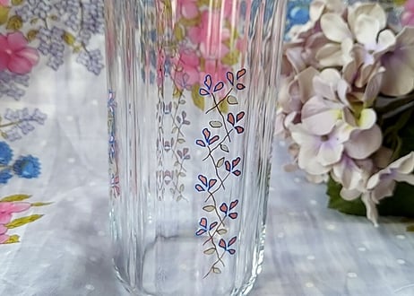 佐々木硝子❇花形フォルムの華奢プリントグラス