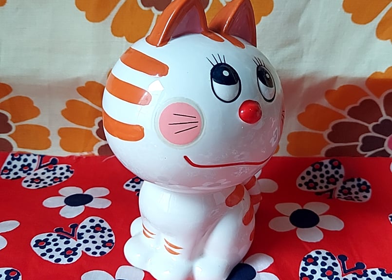 内藤ルネ　JUDY 陶器　貯金箱　ピンクの帽子 内藤ルネ JUDY 陶器 貯金箱 ピンクの帽子 内藤ルネ JUDY 陶器