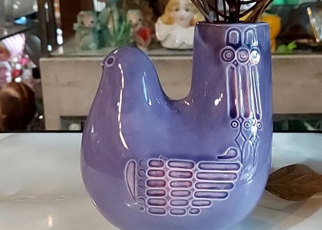 陶器製✩.*˚ぷっくり鳥モチーフ、フラワーベース
