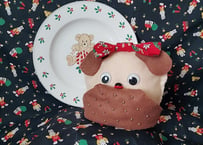 Xmasリボンのフェルトわんちゃんマスコット
