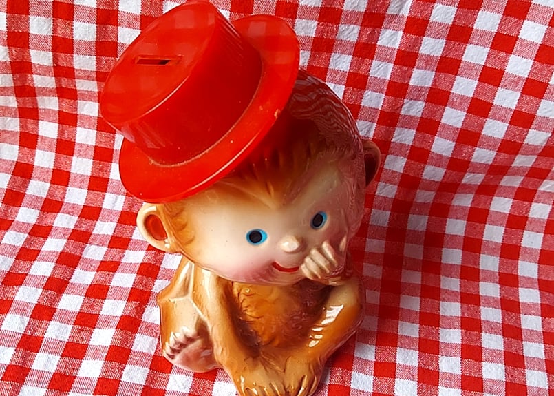 にっこり笑顔のお猿🐒貯金箱 | あんちーくKIDAN STORE