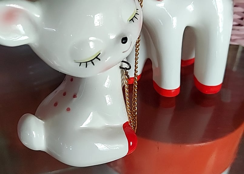 チェーン付きバンビのペア陶器 | あんちーくKIDAN STORE
