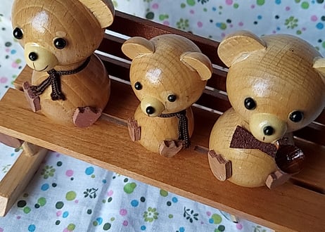 ベンチに座ったくまの親子🧸卓上セット