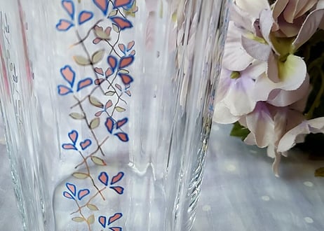 佐々木硝子❇花形フォルムの華奢プリントグラス