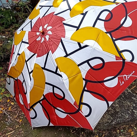 ブラウン調くるくるライン✩.*˚1970´s 折りたたみ傘