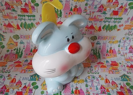 Fancy🩷ᩚうさぎの陶器、靴べら入れ ブルー