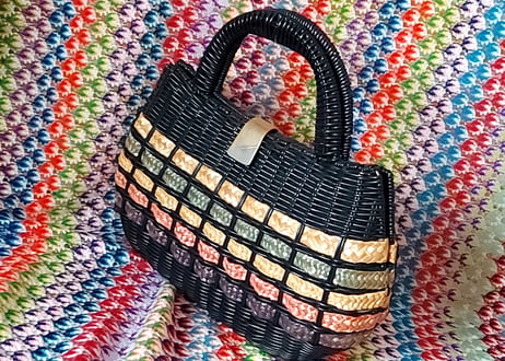 ビニールとラタンのVintageBAG