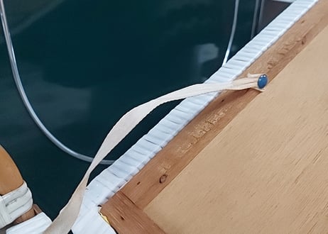 お花柄のビニール編み収納ケース