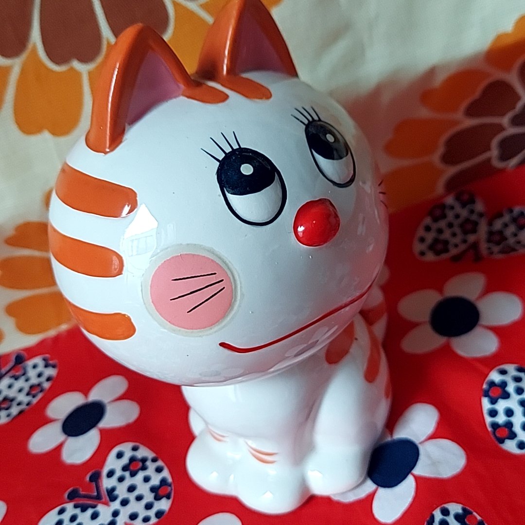 内藤ルネ・猫の陶器🐈‍⬛ ͗貯金箱 | あんちーくKIDAN STORE