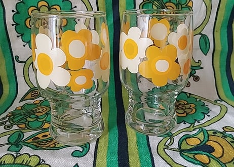 佐々木ガラス･黄色のお花グラス