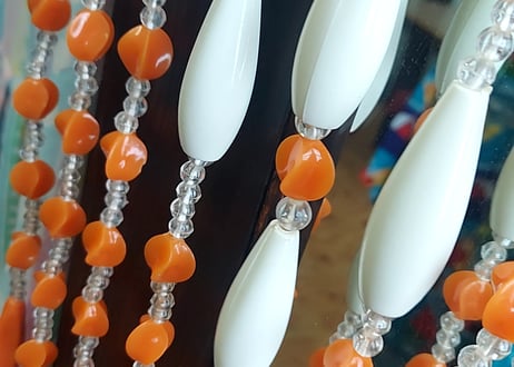 オレンジと白•ロングアーチ暖簾🧡