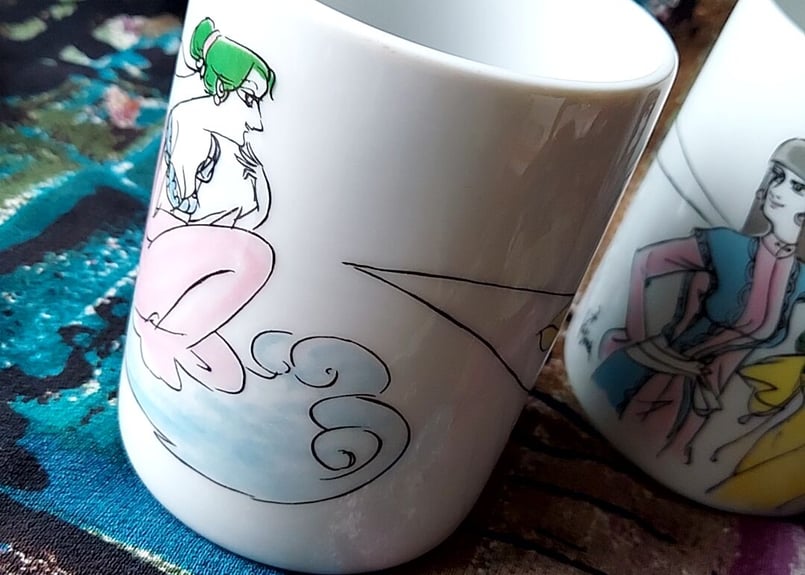 【当時物】 陶器製キャニスター 小島功イラスト 昭和 レトロ 当時物】 陶器製キャニスター 小島功イラスト 昭和 レトロ 希少 小島功