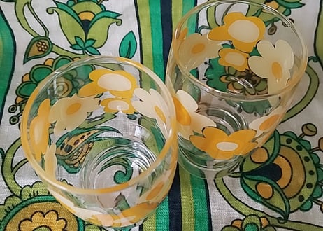 佐々木ガラス･黄色のお花グラス