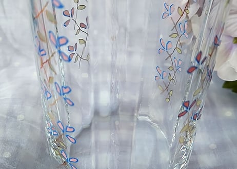 佐々木硝子❇花形フォルムの華奢プリントグラス