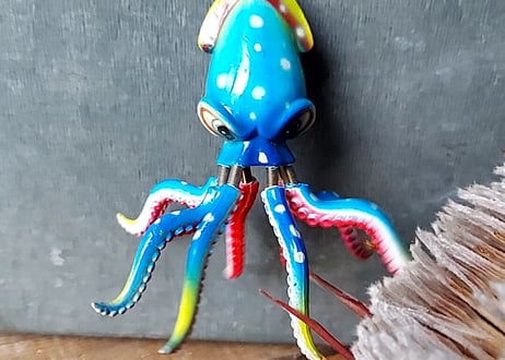 プラスティック玩具🦑くっつき烏賊  ブルー