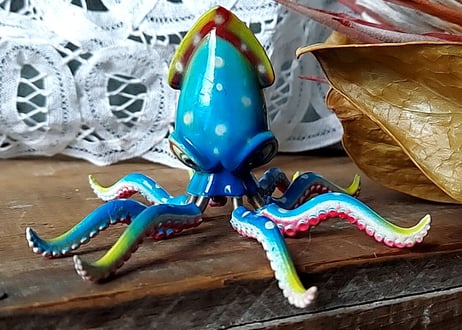 プラスティック玩具🦑くっつき烏賊  ブルー