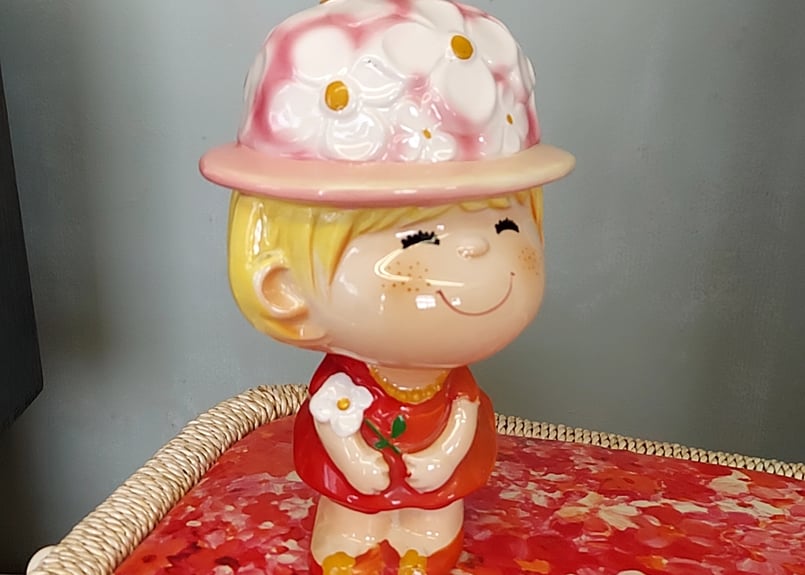水森亜土ちゃん❤️お花ハットの貯金箱 | あんちーくKIDAN STORE