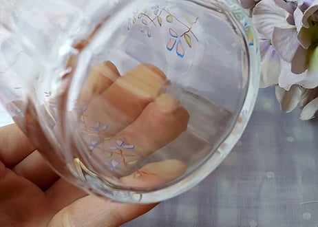 佐々木硝子❇花形フォルムの華奢プリントグラス