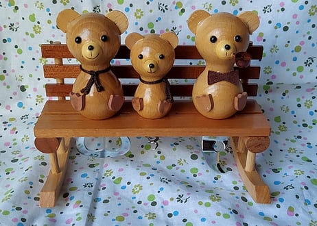 ベンチに座ったくまの親子🧸卓上セット