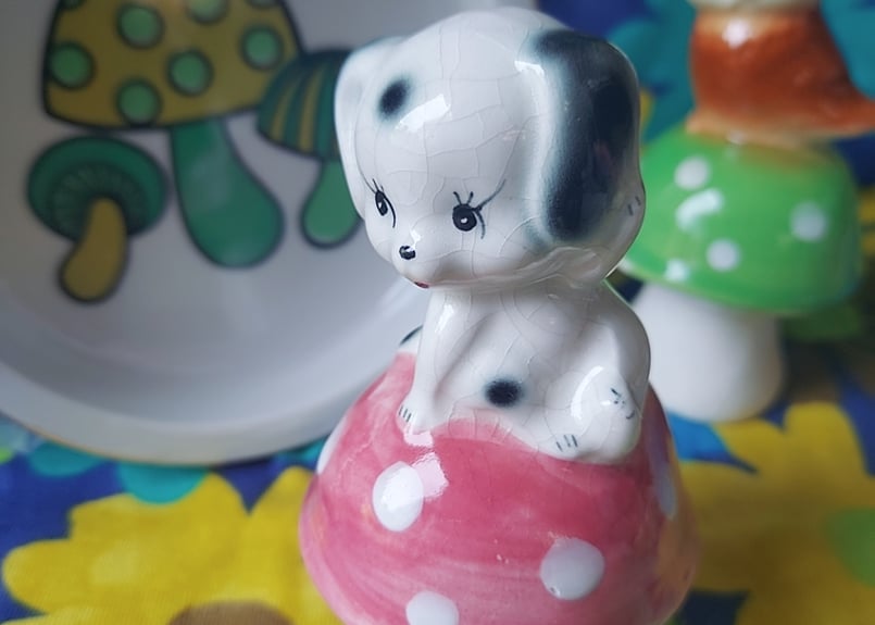 きのことダルメシアン🍄陶器の置物 | あんちーくKIDAN STORE