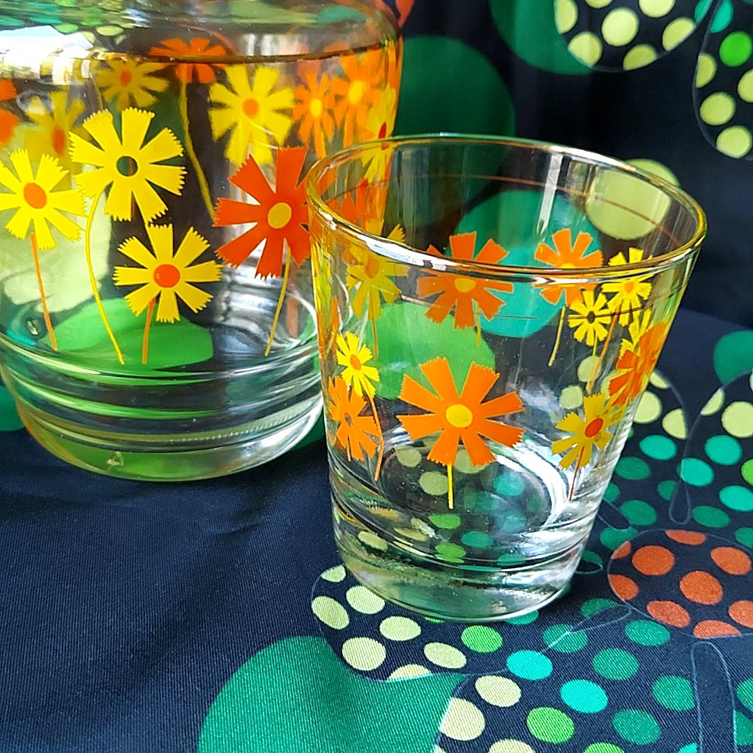 アデリア　花まわし　冠水瓶 アデリア 野ばな柄 冠水瓶セット 昭和レトロ | 春眠雑貨店
