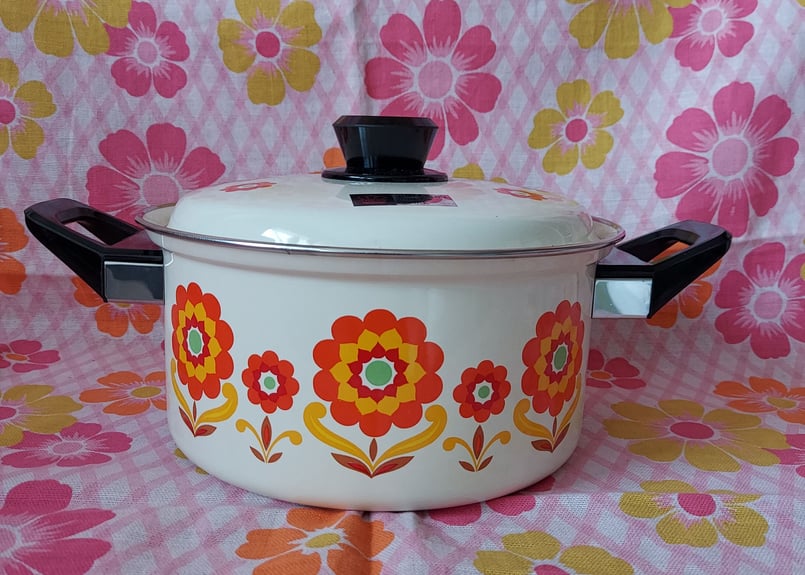 コトブキホーロー・ポップな花柄両手鍋 | あんちーくKIDAN STORE